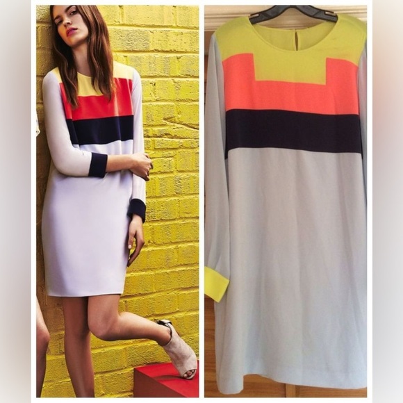 NWT BCBGMAXAZRIA Cally Color Blocked Tunic Dress Wedding Guest Shift Dress Sz Sm - Picture 1 of 10